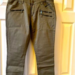 Blanknyc  Olive Green skinny jeans with 3 decorative zippers